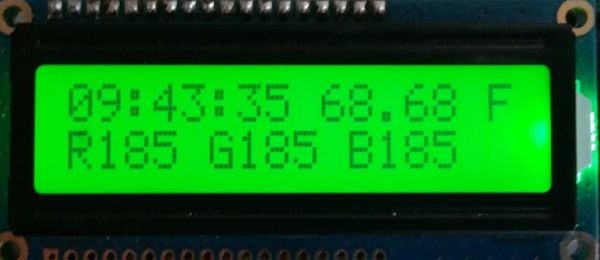 lcd screen with time, temp and led outputs