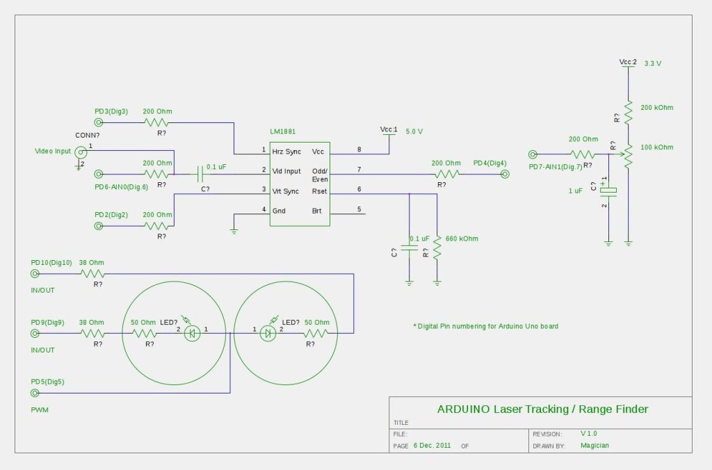 ARDUINO Laser 3D Tracking schematic 