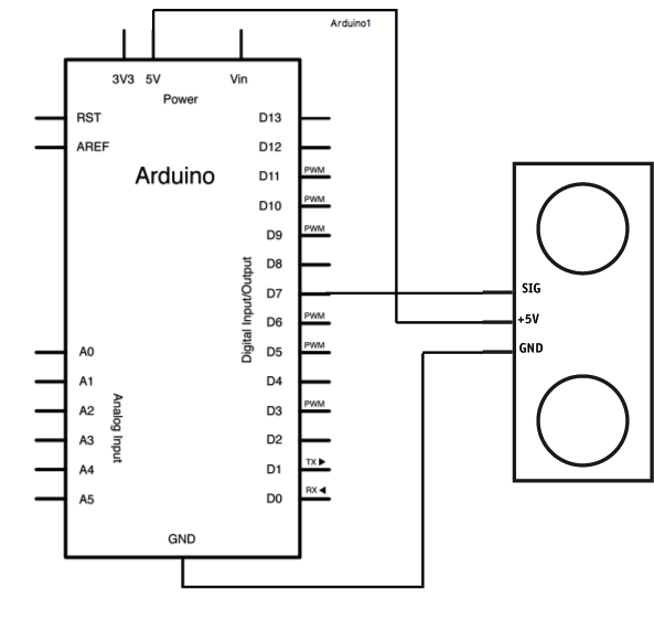 Arduino Ping Ultrasonic Range Finder schematic