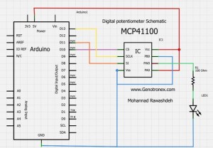 Digital Potentiometer MCP41100 and Arduino 5 