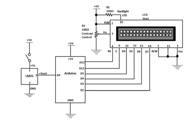  LCD electronic thermometer circuit schematic diagram