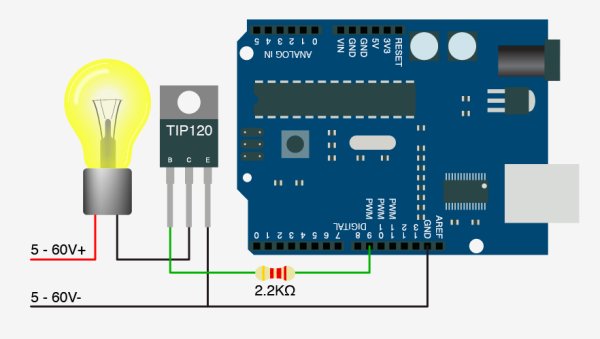 High Power Control Arduino TIP120 Transistor Schematic