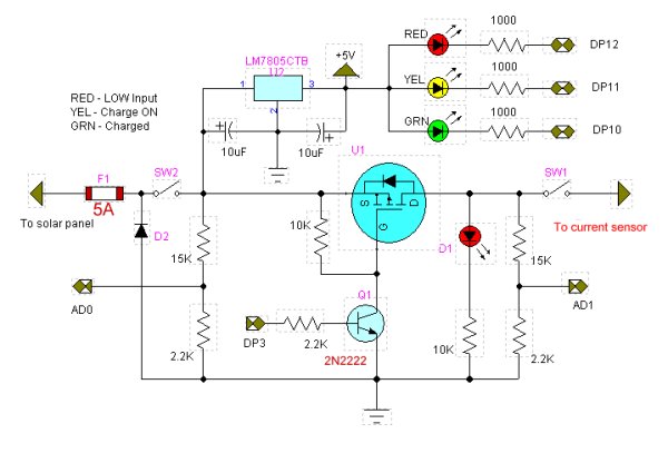 Solar Panel Battery Charge Controller Schematic