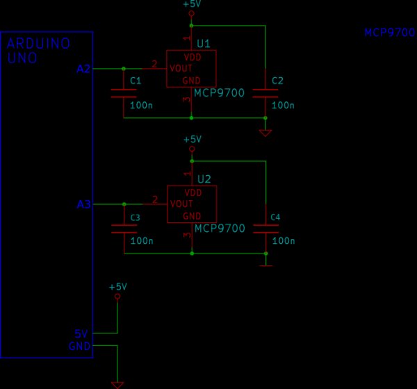 Web Server with Two Temperature Gauges Schematic