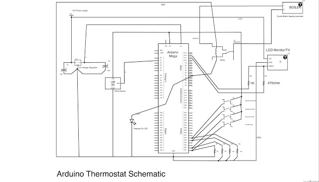 fully featured Arduino Thermostat Schematic