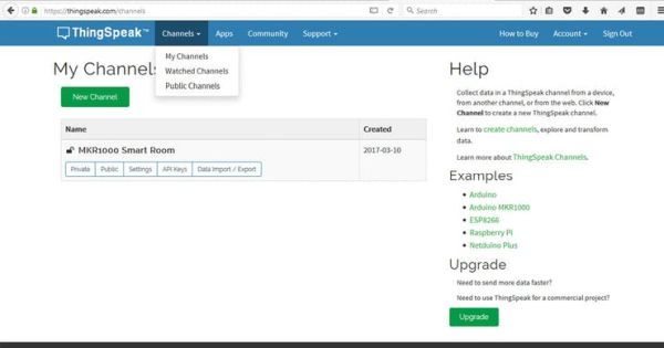 thingspeak newchannel