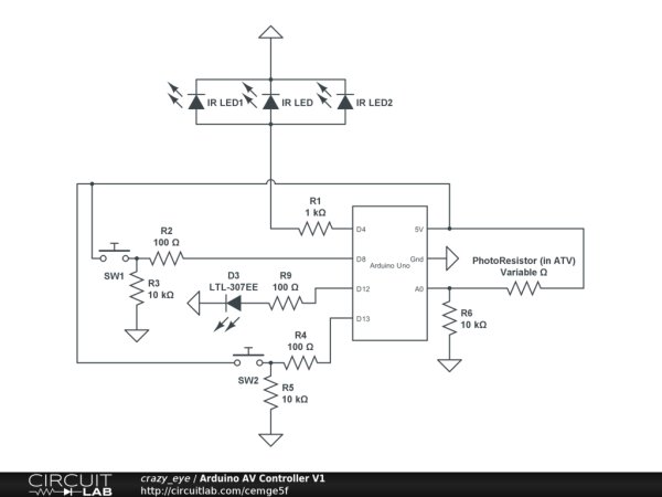 Arduino Event Driven Universal AV Remote Schematic