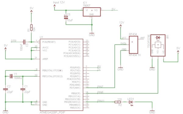 Converting infrared to RF signals Schematic