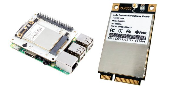 IoT LoRa Gateway HAT with Raspberry Pi (left) and RAKWireless RAK833